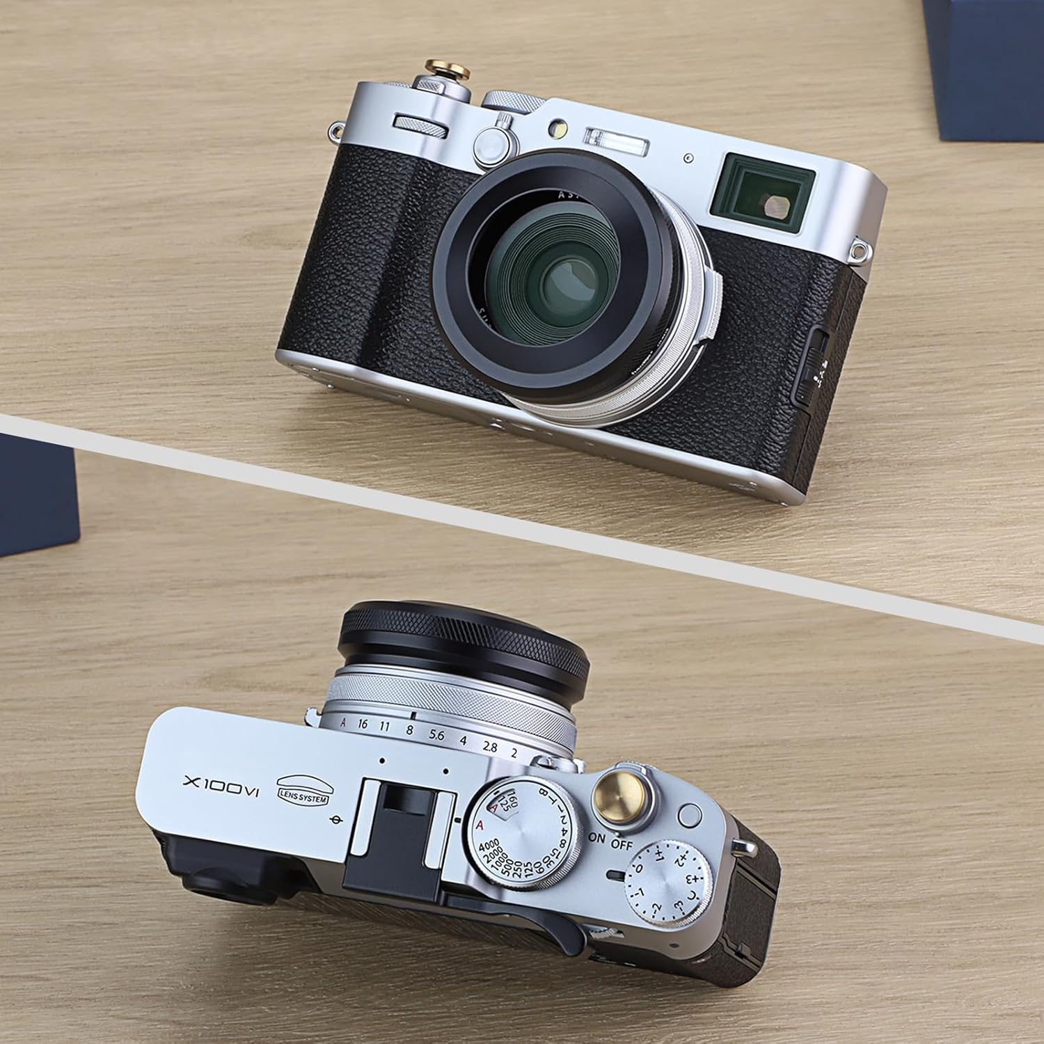 Haoge LH-X51B Pare-soleil ultra fin 2 en 1 entièrement en métal avec jeu de bagues d'adaptation pour accessoires d'appareil photo Fujifilm X100VI FinePix X100V Noir – Image 3
