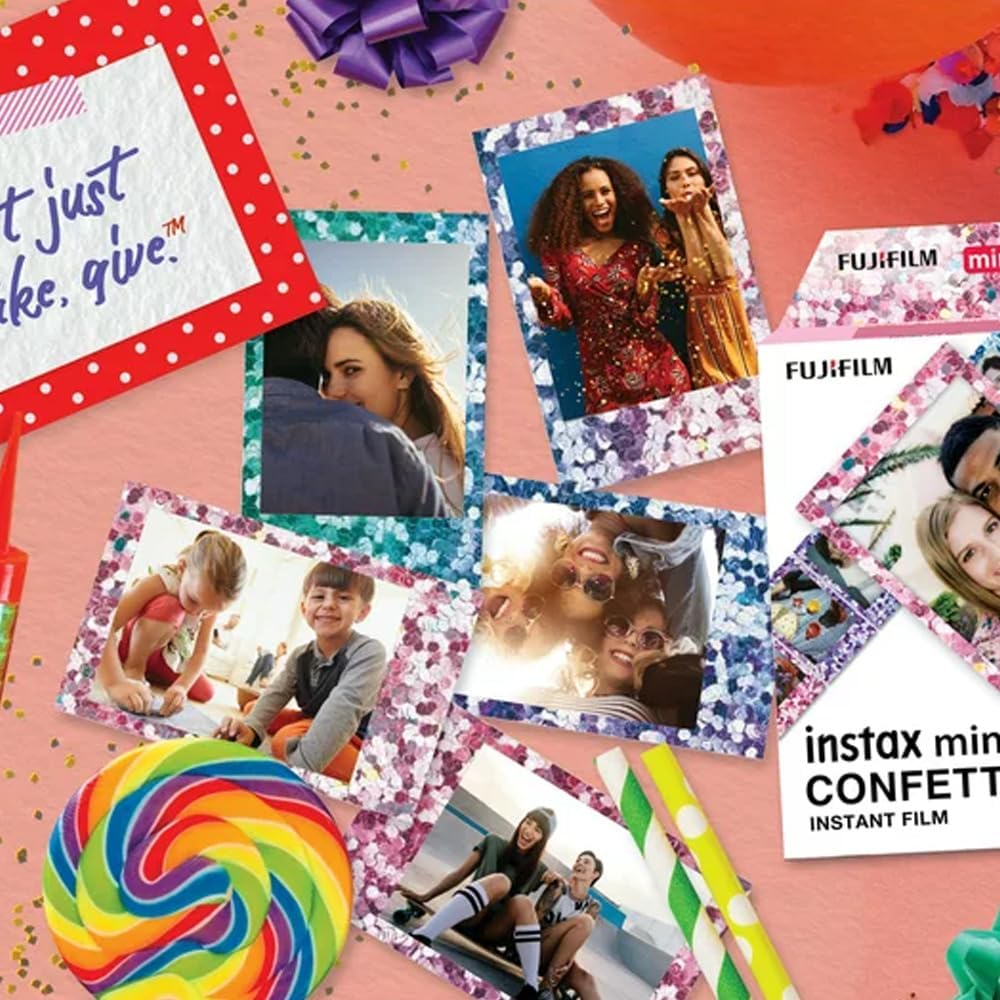 Fujifilm Instax Confetti Mini Film (10 expositions, lot de 3) Photos instantanées aux couleurs vives, compatible avec les appareils photo Fujifilm Instax Mini, captivez des souvenirs avec de superbes motifs de confettis (3 pièces) – Image 2