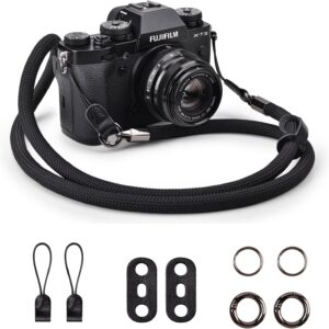 VOVMOEYA Corde de Sangle d'appareil Photo, Sangle d'épaule pour Appareil Photo Fujifilm X100VI X100V XS20 XT5 pour A6000 A6100 A6400 A6700 A7IV pour Canon EOS R6 R10 pour Nikon Zf Z5 Z30 - Noir