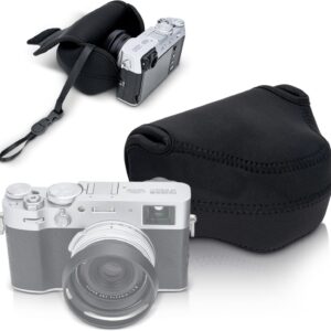 Étui souple en néoprène pour appareil photo Fuji Fujifilm XE5 X100VI X100S X100T X100F X100V avec/sans pare-soleil LH-X100, rangement de protection X100VI avec lanière intérieure anti-perte, n'affecte pas l'utilisation de la sangle de cou