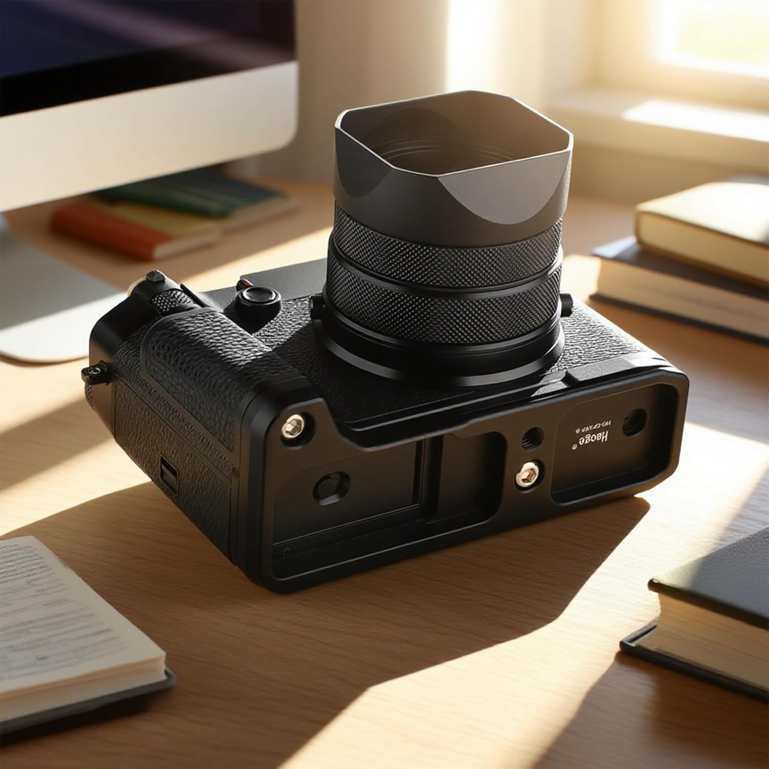 Poignée Haoge pour corps d'appareil photo Fujifilm GFX100RF support de poignée en forme de L HG-GFXRF-B noir avec plaque standard Arca-Swiss – Image 2