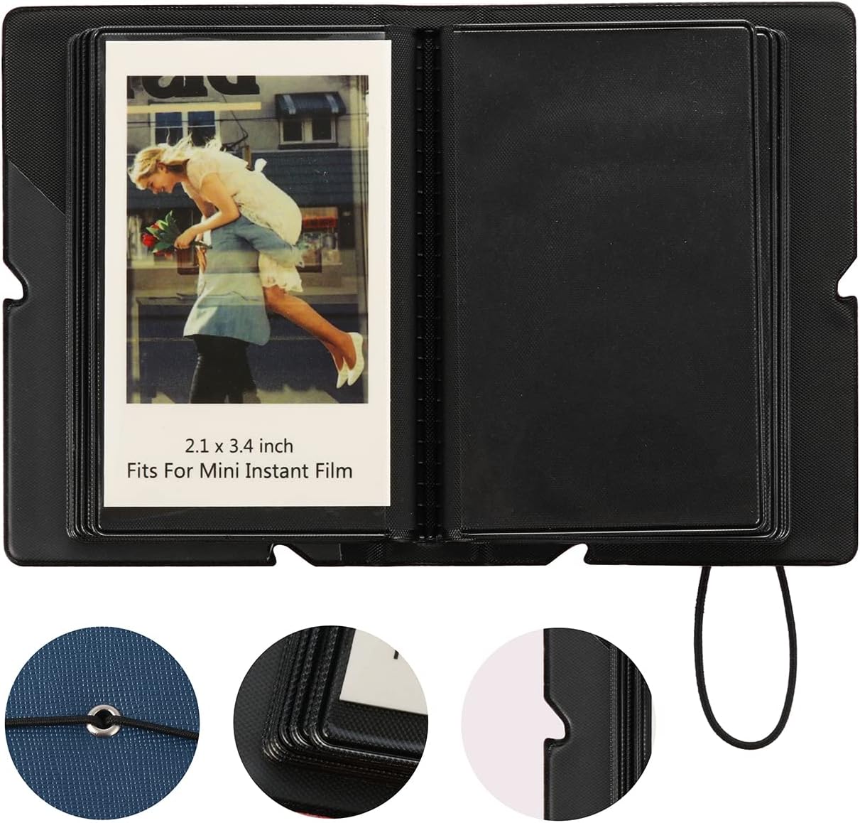 Mini album photo instantané Polaroid pour film d'appareil photo Fujifilm Instax Mini 12 11 9 99 8 7+ 40 EVO de 3 pouces, pignon HP, cartes photo K-pop (bleu marine, 1 paquet) – Image 4