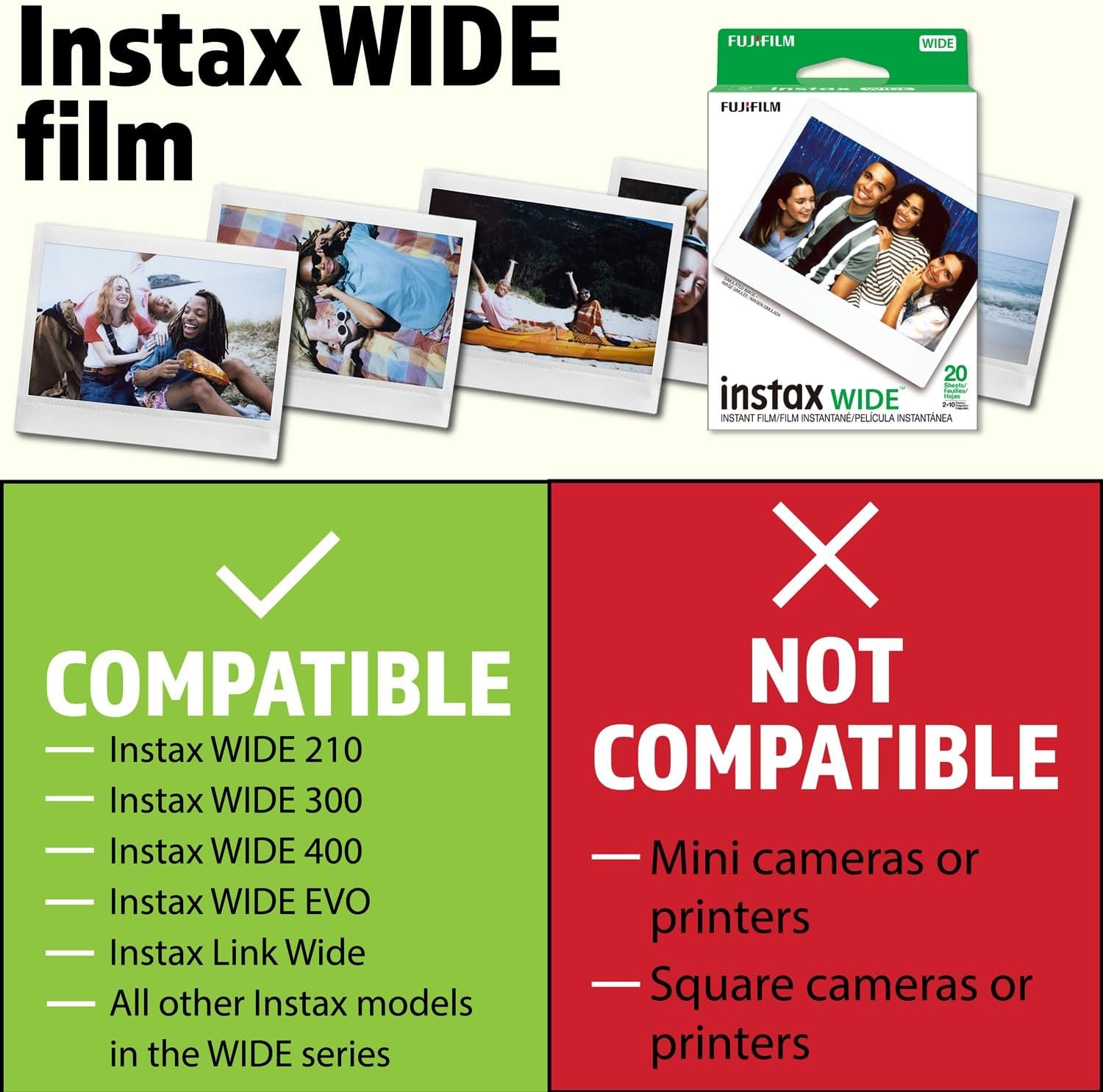 Fujifilm Instax Wide Instant Film Twin Pack (100 feuilles), pack économique – Image 4