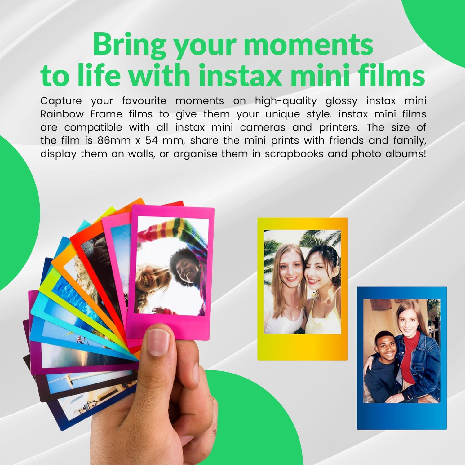 Fujifilm Instax Mini Film arc-en-ciel instantané, 20 feuilles + chiffon de nettoyage en microfibre BluebirdSales – Image 7