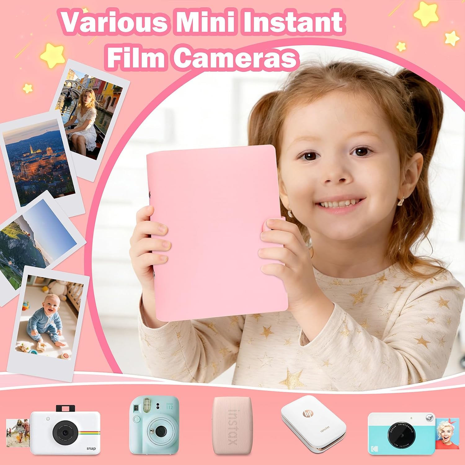Album photo 320 pochettes pour appareil photo instantané Fujifilm Instax Mini LiPlay 12 11 9 8 40 41 99 Evo 7S, livre photo avec couverture en cuir PU pour photos Polaroid 2x3 (rose) – Image 4