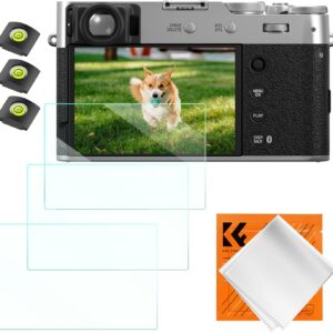 K&F CONCEPT Lot de 3 films de protection d'écran pour appareil photo Fujifilm X100VI X-E4 X100V, 0,3 mm, dureté 9H, en verre trempé, anti-rayures, sans bulles et cache-griffe