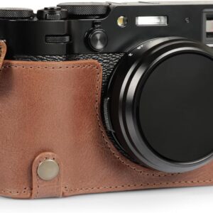 MegaGear Ever Ready Demi-étui en cuir véritable pour appareil photo compatible avec Fujifilm X100VI - Marron