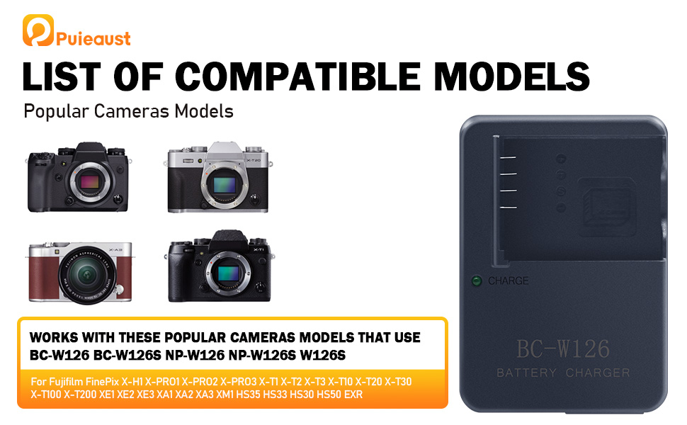 BC-W126 BC-W126S Chargeur de batterie pour appareil photo