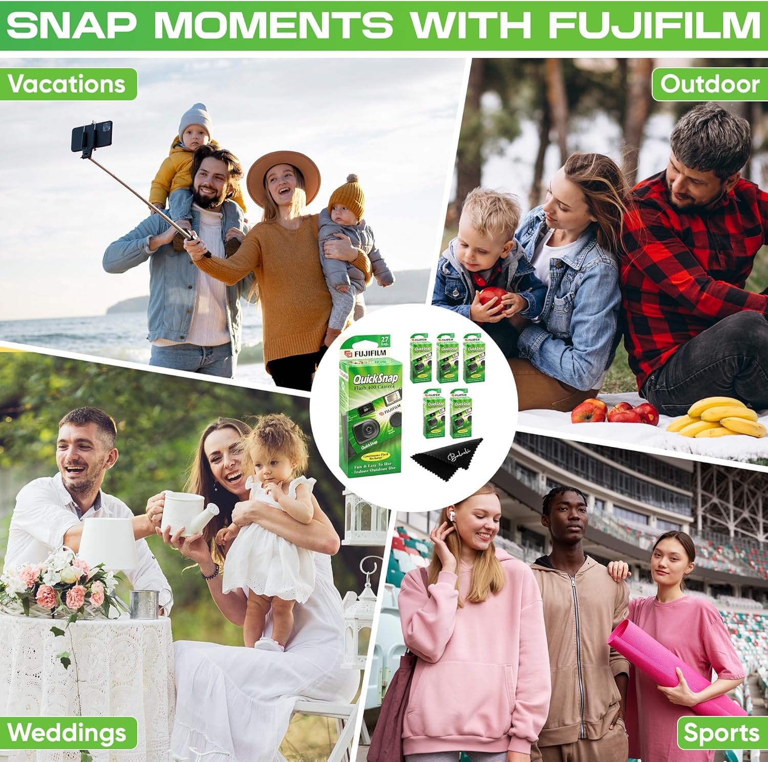 Appareil photo jetable Fujifilm Quicksnap Flash 400 Iso, paquet de 6, appareil photo 35 mm, 27 Exp, Balveli Coth, Fuji Film jetable en vrac, paquet de 6 appareils photo jetables Fuji. – Image 5