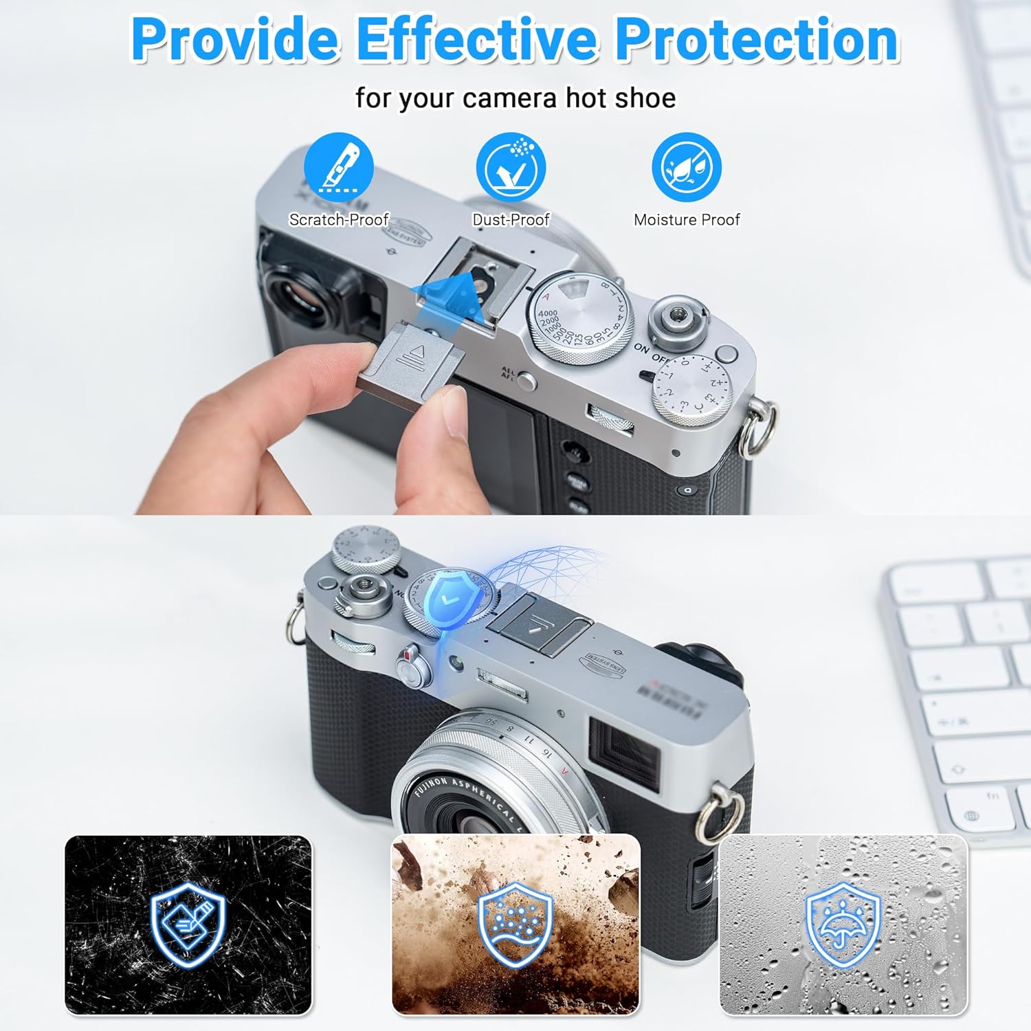 Capuchon de protection argenté pour appareil photo Fujifilm X-T30 III X-E5 X Half X100VI X-T50 X-S20 XT5 XT4 XT3 XT2 GFX 100RF 50S II XH2 XH2S XT30II XT20 XT10 XS10 XE4 XT200 XT100 X100V X100F X100T XPro3 – Image 3