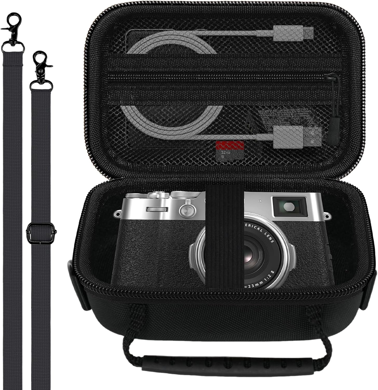HESPLUS Étui de transport de voyage pour appareil photo Didital Fujifilm X100VI/X100V/X100F/X100S, sac pour appareil photo, étui de protection antichoc avec bretelles réglables – Noir (étui uniquement) – Image 3