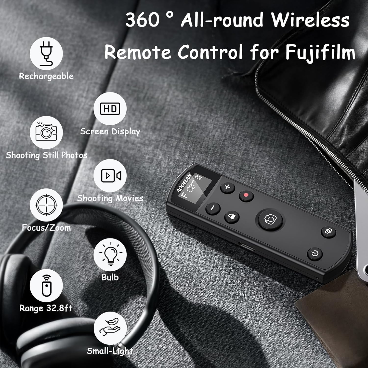 Déclencheur rechargeable pour appareil photo Fujifilm, télécommande sans fil AODELAN compatible avec Fuji X-T30 II, X-S10, X-H2, X-H2S, X-T3, X-T4, X-T5, X-S20, X-T30, X-T50, X-M5, X100VI, X-E5, X Half – Image 3