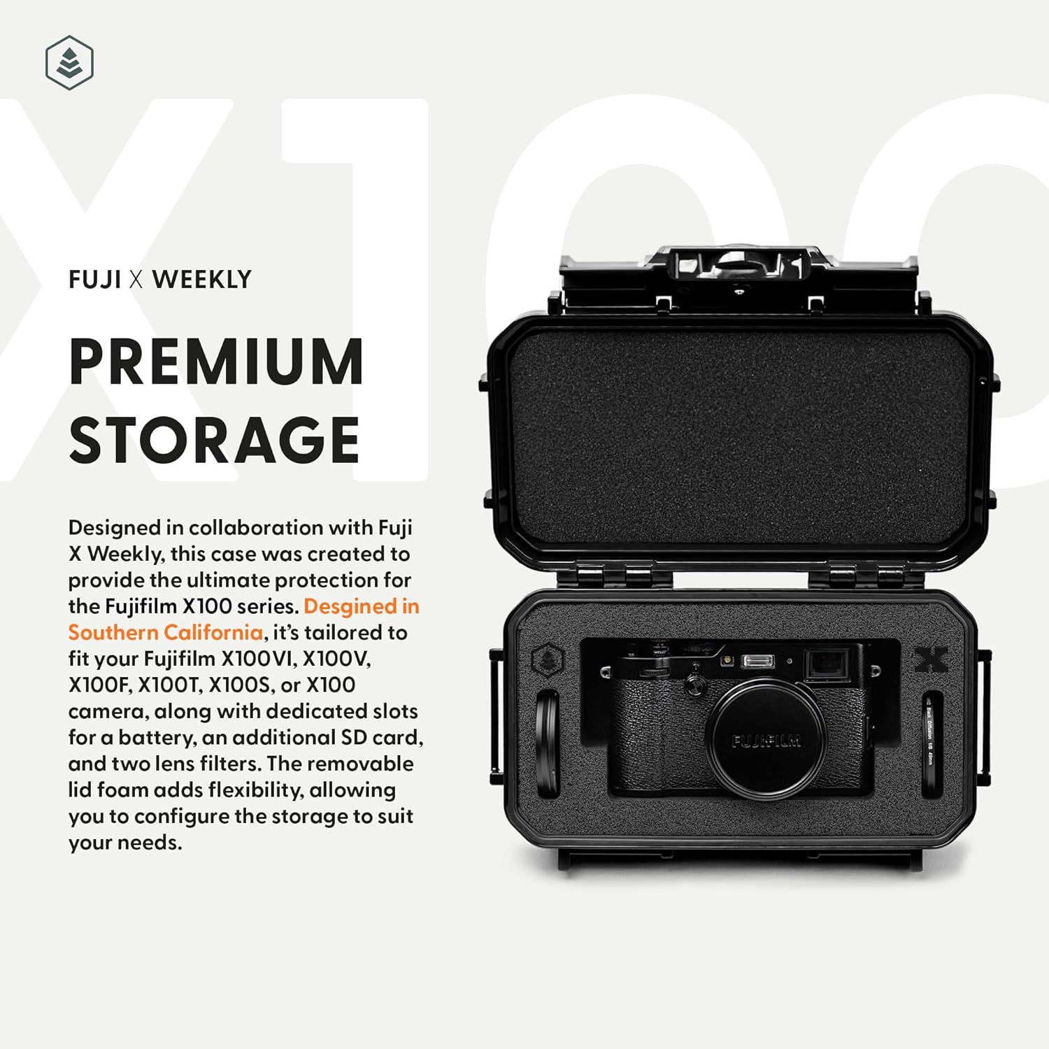 Evergreen X FujiXWeekly – Étui de protection pour Fujifilm série X100 | Compatible avec X100VI, X100V, X100F, X100T, X100 | Insert personnalisé pour batterie, carte SD, filtres, recette de film exclusive (noir) – Image 3