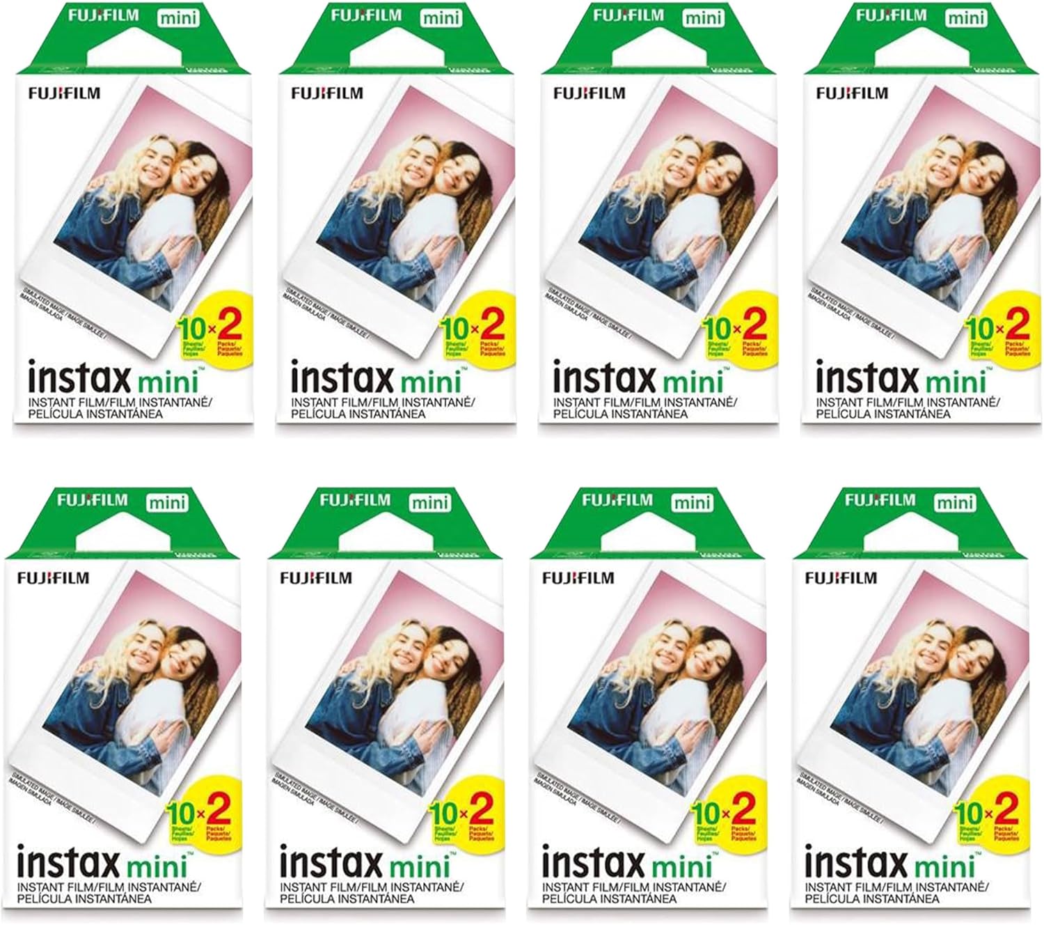 Fujifilm Instax Mini Film instantané (8 paquets jumeaux, 160 images au total) pour appareils photo Instax