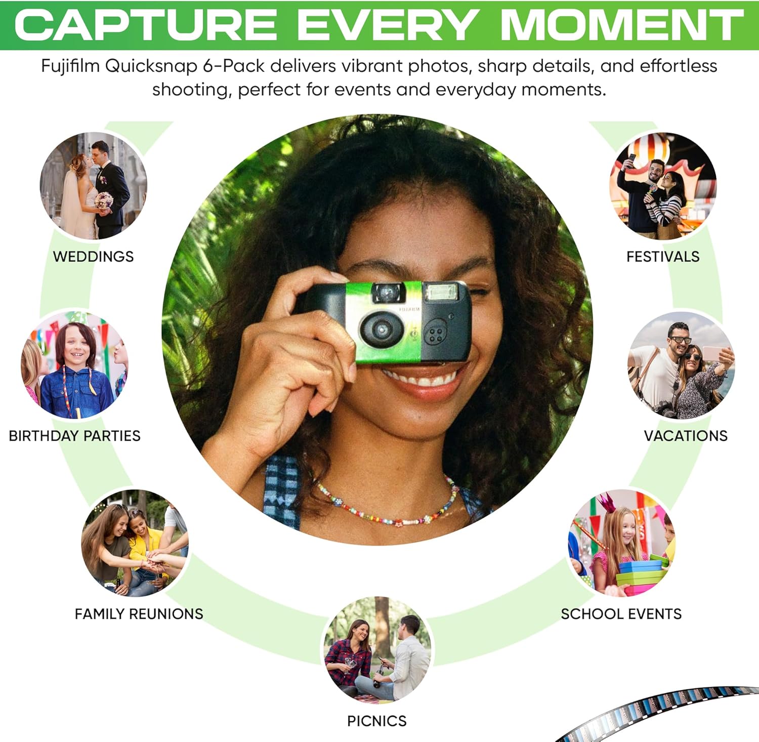 Appareil photo jetable Fujifilm Quicksnap Flash 400 Iso, paquet de 6, appareil photo 35 mm, 27 Exp, Balveli Coth, Fuji Film jetable en vrac, paquet de 6 appareils photo jetables Fuji. – Image 4