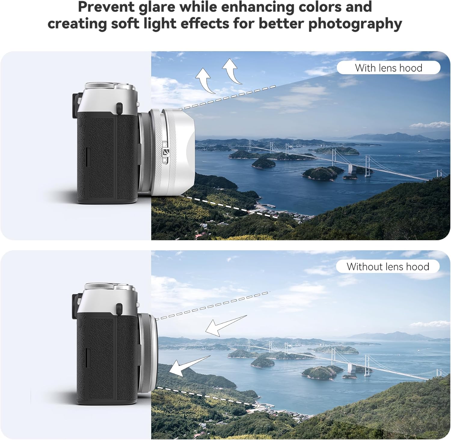Freewell Kit de filtre CPL/Black Diffusion Mist (1/4) avec pare-soleil pour Fuji série X100 (X100VI, X100V, X100T, X100F, X100S, X100) (argent) – Image 3