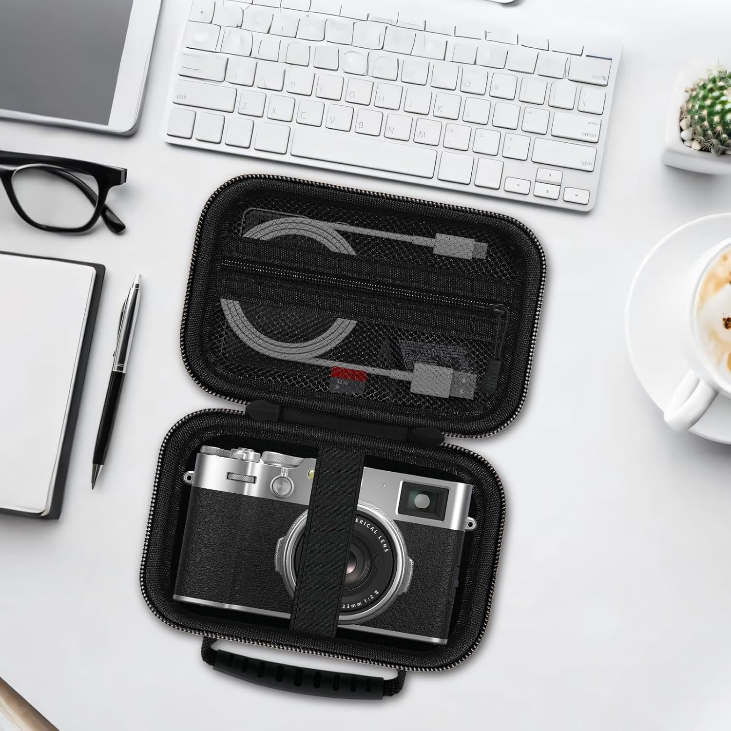 HESPLUS Étui de transport de voyage pour appareil photo Didital Fujifilm X100VI/X100V/X100F/X100S, sac pour appareil photo, étui de protection antichoc avec bretelles réglables – Noir (étui uniquement) – Image 9