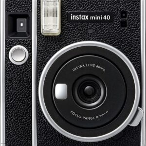 Fujifilm Instax Mini 40 Appareil photo instantané avec objectif selfie intégré, exposition automatique, vitesse d'obturation automatique, facile à utiliser, appareil photo Polaroid au design élégant et classique pour professionnels ou débutants (renouvelé)