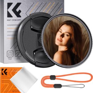K&F CONCEPT Filtre à diffusion noir 1/4 49 mm + capuchon d'objectif, filtre à effet cinématique avec 18 revêtements multicouches compatible avec la bague d'adaptation Fujifilm Fuji X100VI (série K)