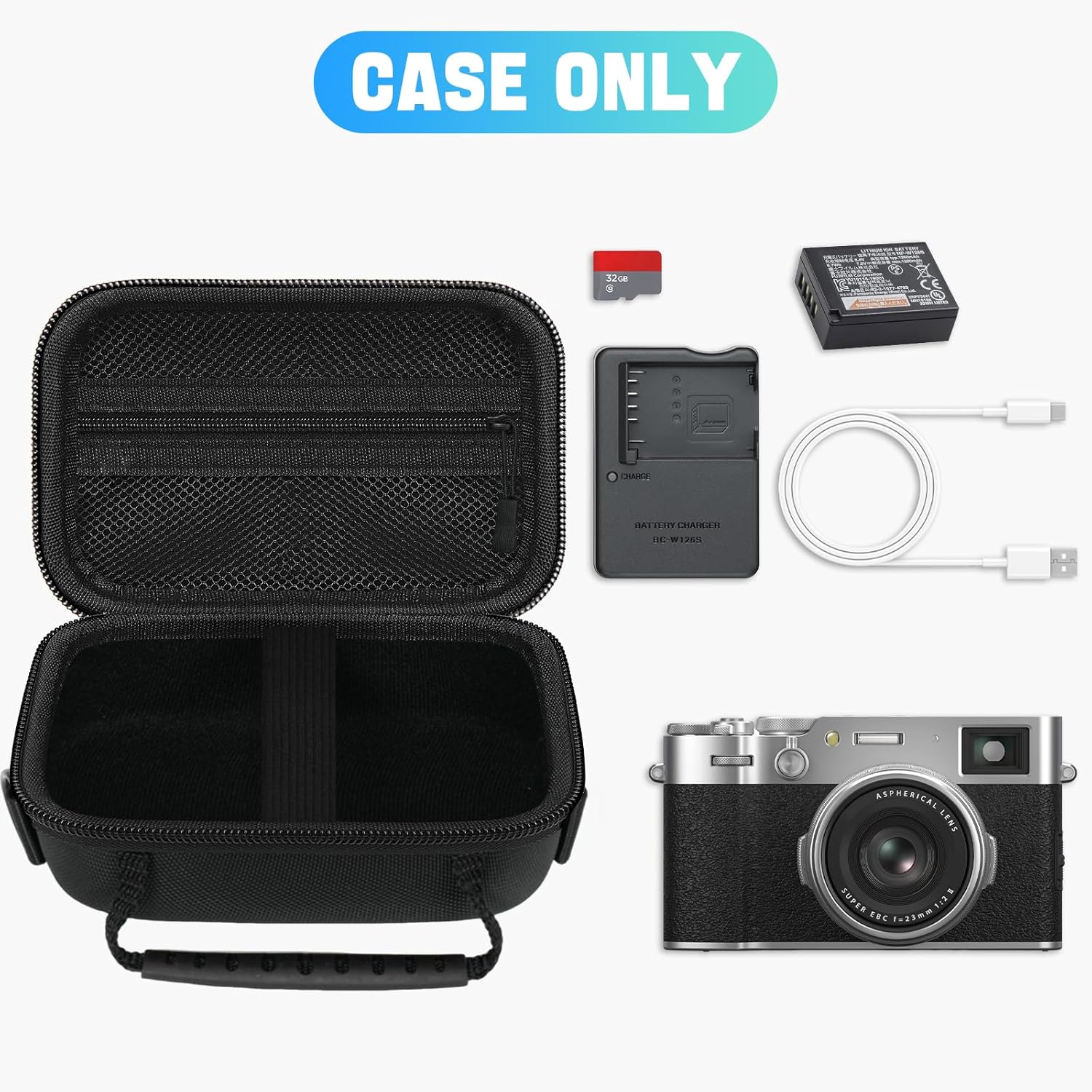 HESPLUS Étui de transport de voyage pour appareil photo Didital Fujifilm X100VI/X100V/X100F/X100S, sac pour appareil photo, étui de protection antichoc avec bretelles réglables – Noir (étui uniquement) – Image 5