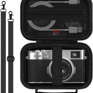 HESPLUS Étui de transport de voyage pour appareil photo Didital Fujifilm X100VI/X100V/X100F/X100S, sac pour appareil photo, étui de protection antichoc avec bretelles réglables – Noir (étui uniquement)