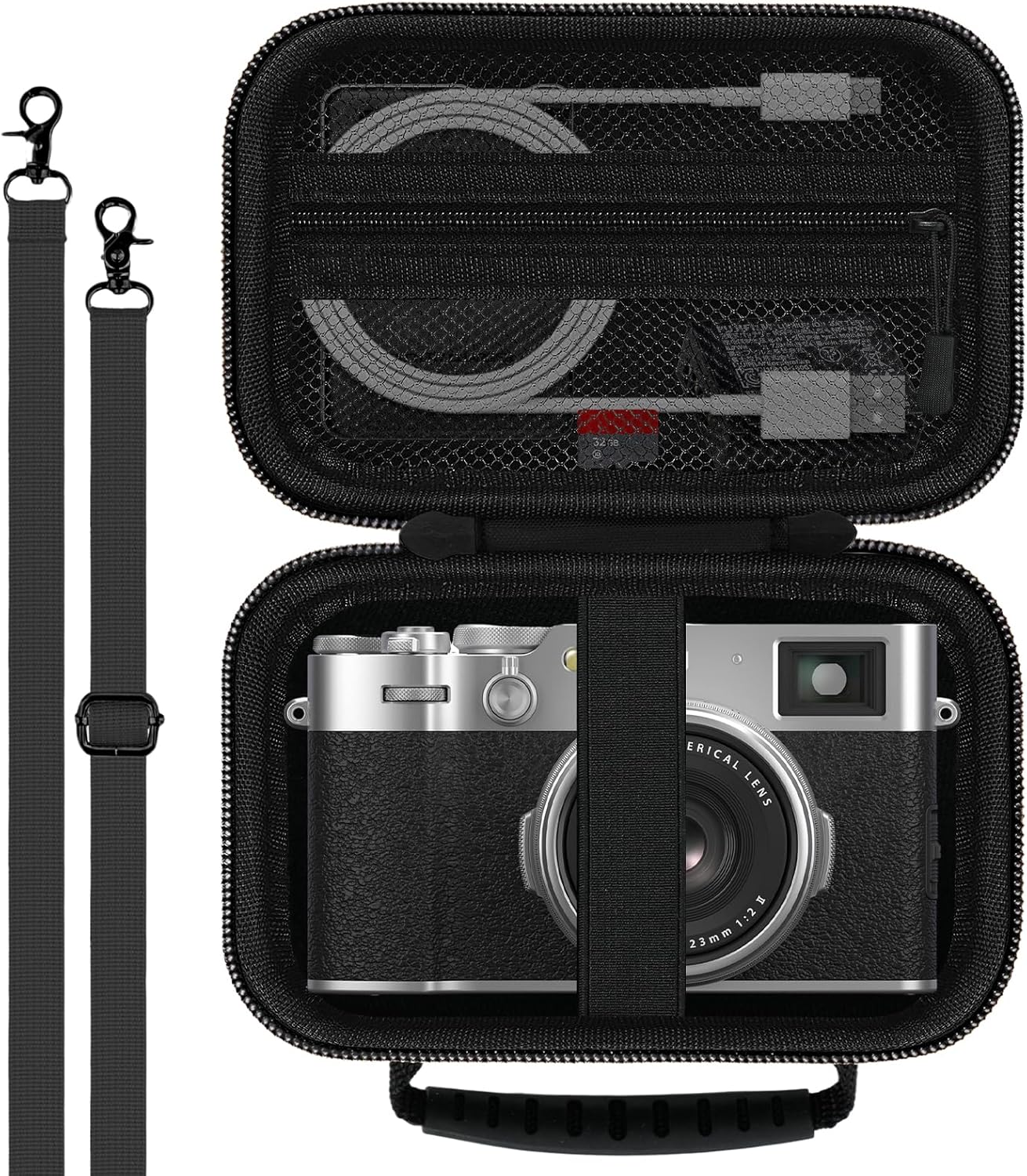 HESPLUS Étui de transport de voyage pour appareil photo Didital Fujifilm X100VI/X100V/X100F/X100S, sac pour appareil photo, étui de protection antichoc avec bretelles réglables – Noir (étui uniquement)