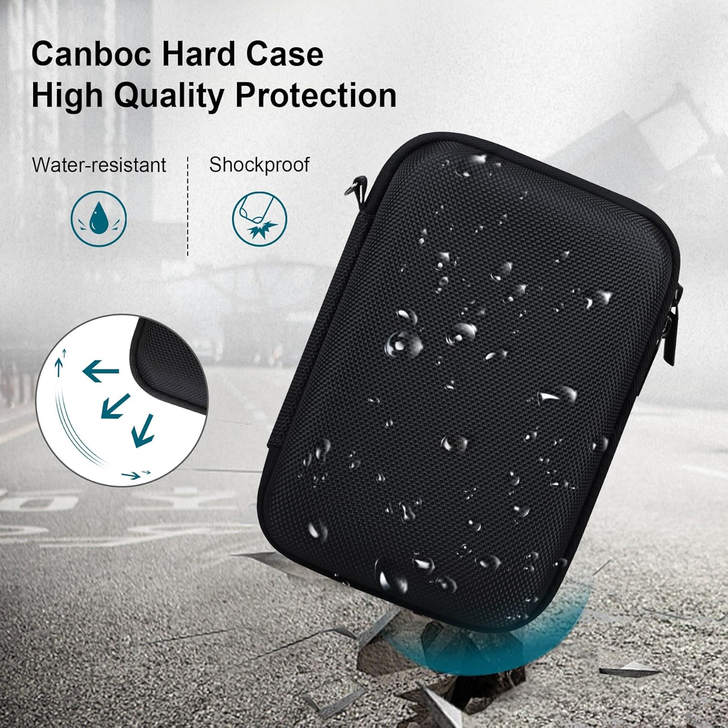 Canboc Étui de transport pour appareil photo numérique Fujifilm X100VI/X100V/X100F/X100S/X-E5, poche en maille zippée pour câble USB, noir (étui uniquement) – Image 4
