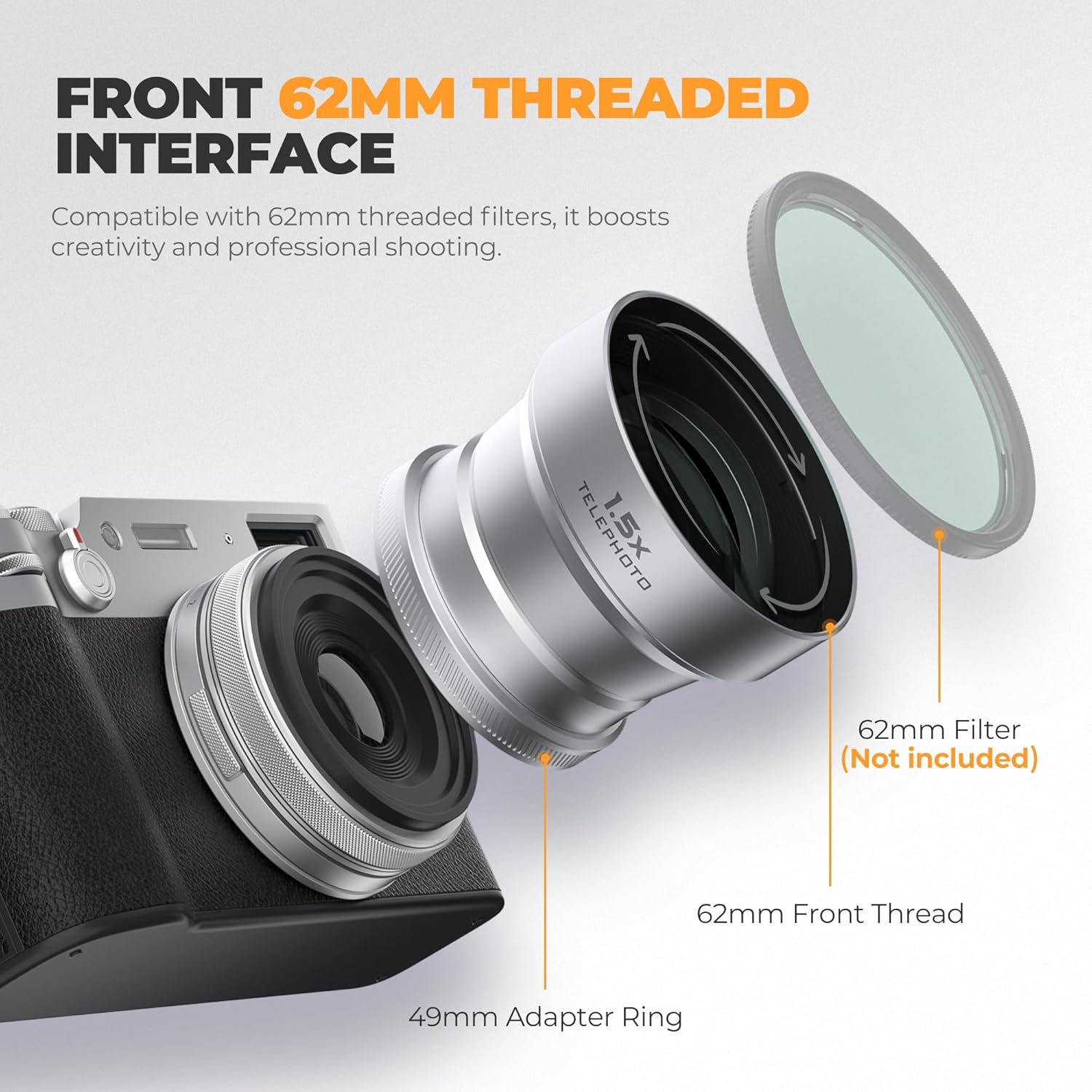 Freewell Téléobjectif 1,5X compatible avec Fuji X100VI X100V, zoom amélioré et conception légère – Image 4