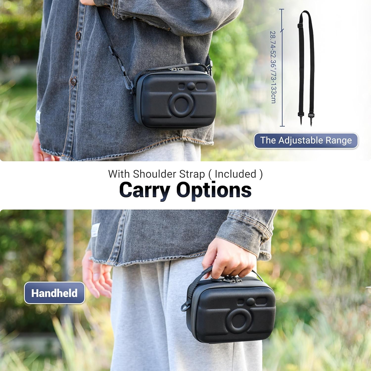 JJC Étui de transport de protection pour Insta Mini EVO Mini Liplay, pochette de voyage pour appareil photo compact pour Fujifilm Fuji Insta Liplay EVO X100VI X100V X100F, sac de rangement rigide pour appareil photo avec poignée bandoulière – Image 4