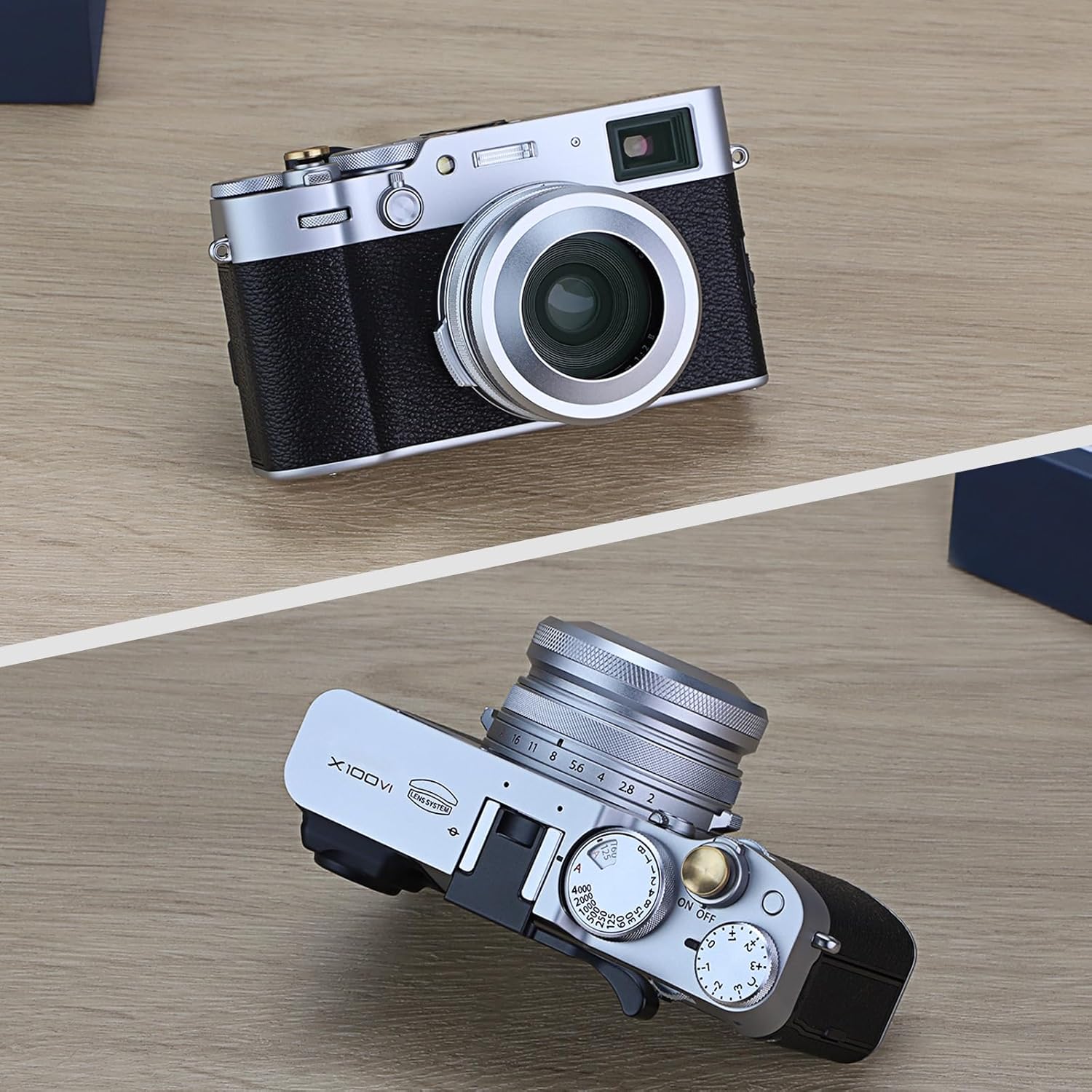 Haoge LH-X51W Pare-soleil ultra-mince 2 en 1 entièrement en métal avec jeu de bagues d'adaptation pour appareil photo Fuji X100VI Fujifilm FinePix X100V Argent – Image 3