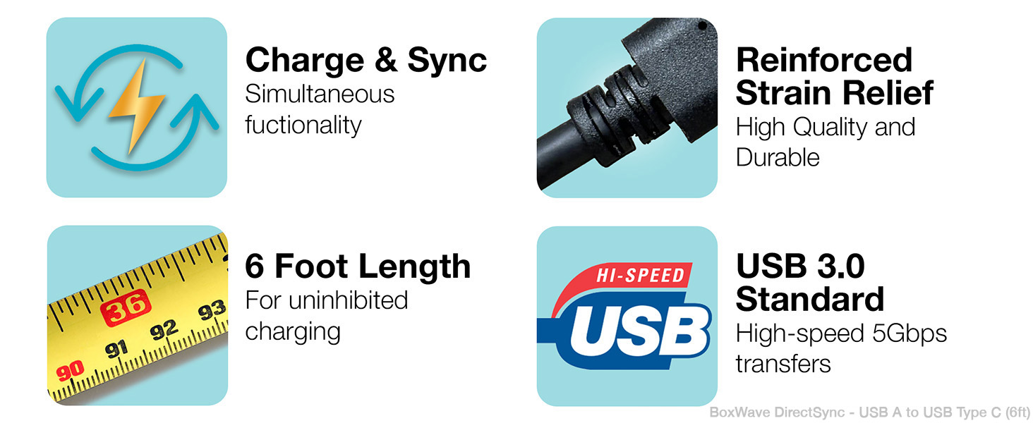 Comprend un chargeur et une synchronisation simultanés, une longueur de 6 pieds, un serre-câble renforcé, USB 3.0