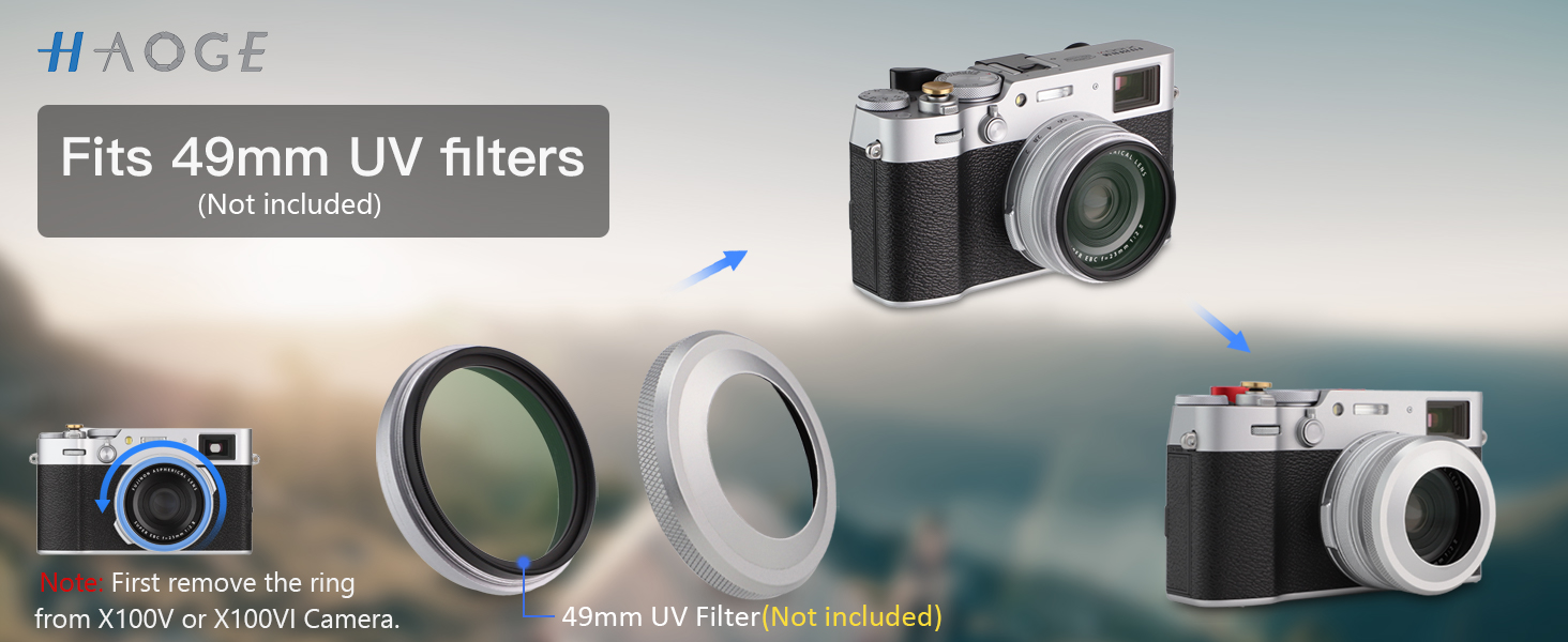 Haoge LH-X51W Pare-soleil avec bague d'adaptation pour Fuji X100VI Fujifilm FinePix X100V